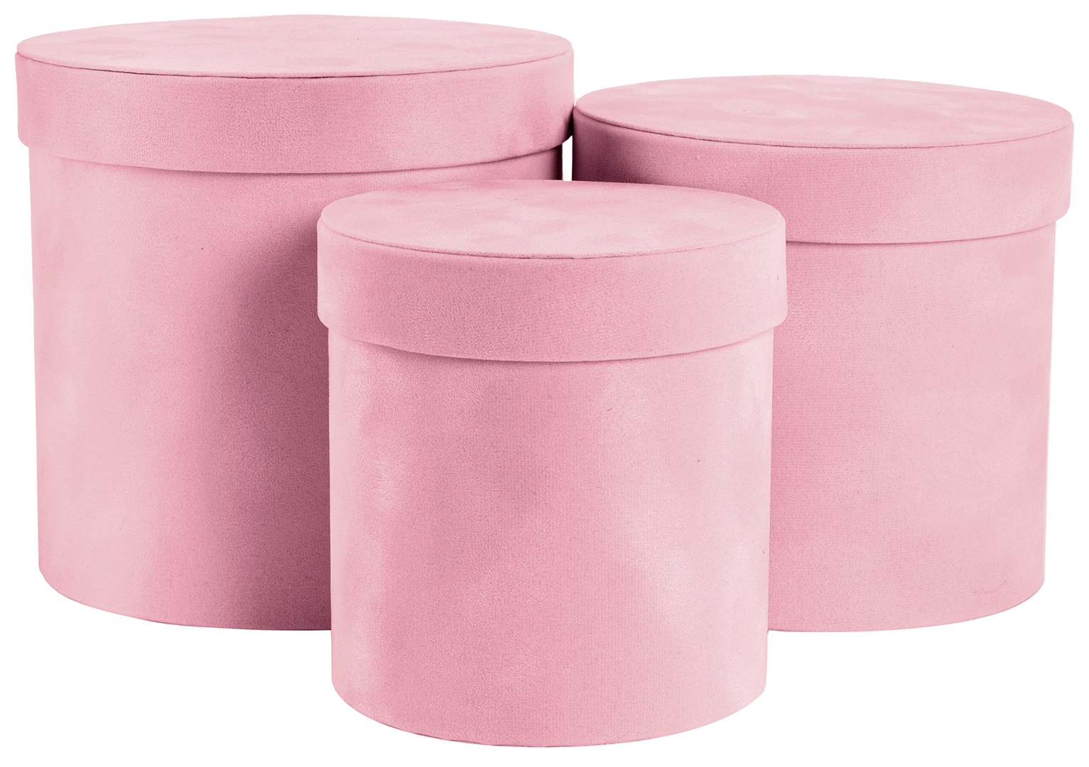 Коробки - Набор коробок Цилиндр, Бархат, Розовый, 18*17*11 см, 3 шт. в упак.