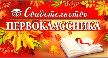 Грамоты, дипломы - Свидетельство Первоклассника, УФ-лак