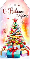 Мини открытки - Мини открытка "С Новым годом!" блестки