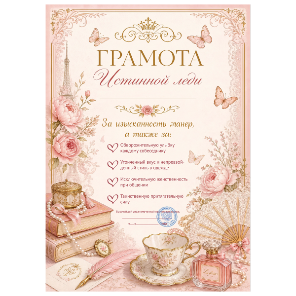 Грамота Истинная леди №1