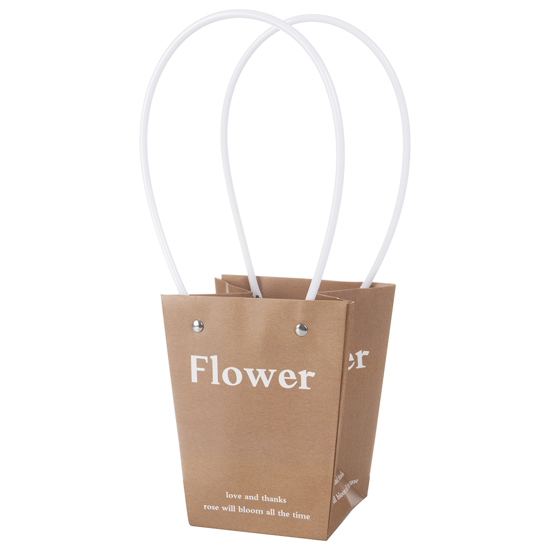 Пакеты для цветов - Пакет для цветов, Flower, Бежевый крафт, 13*9,5*15,5 см, 1 шт.