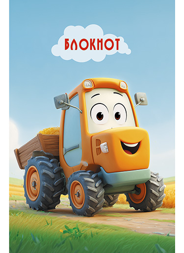 Блокнот на скобе, А6, 16 л., в клетку, "Веселая машинка"