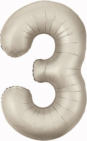Цифры - Шар (40''/102 см) Цифра, 3 Slim, Мистик, Кремовый, Сатин, 1 шт. в уп.