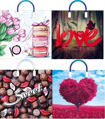 Полиэтиленовые пакеты с пластиковой ручкой - Пакет ПЭ с пластмассовыми ручками 38х34+3см 90мкм "Комплимент ассорти"