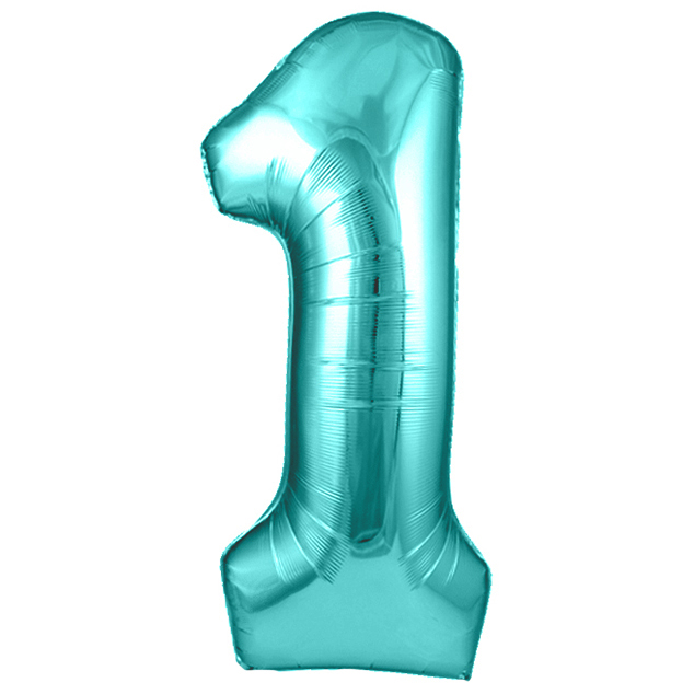 Цифры - Шар (40''/102 см) Цифра, 1, Тиффани, Металлик, 1 шт. в уп.