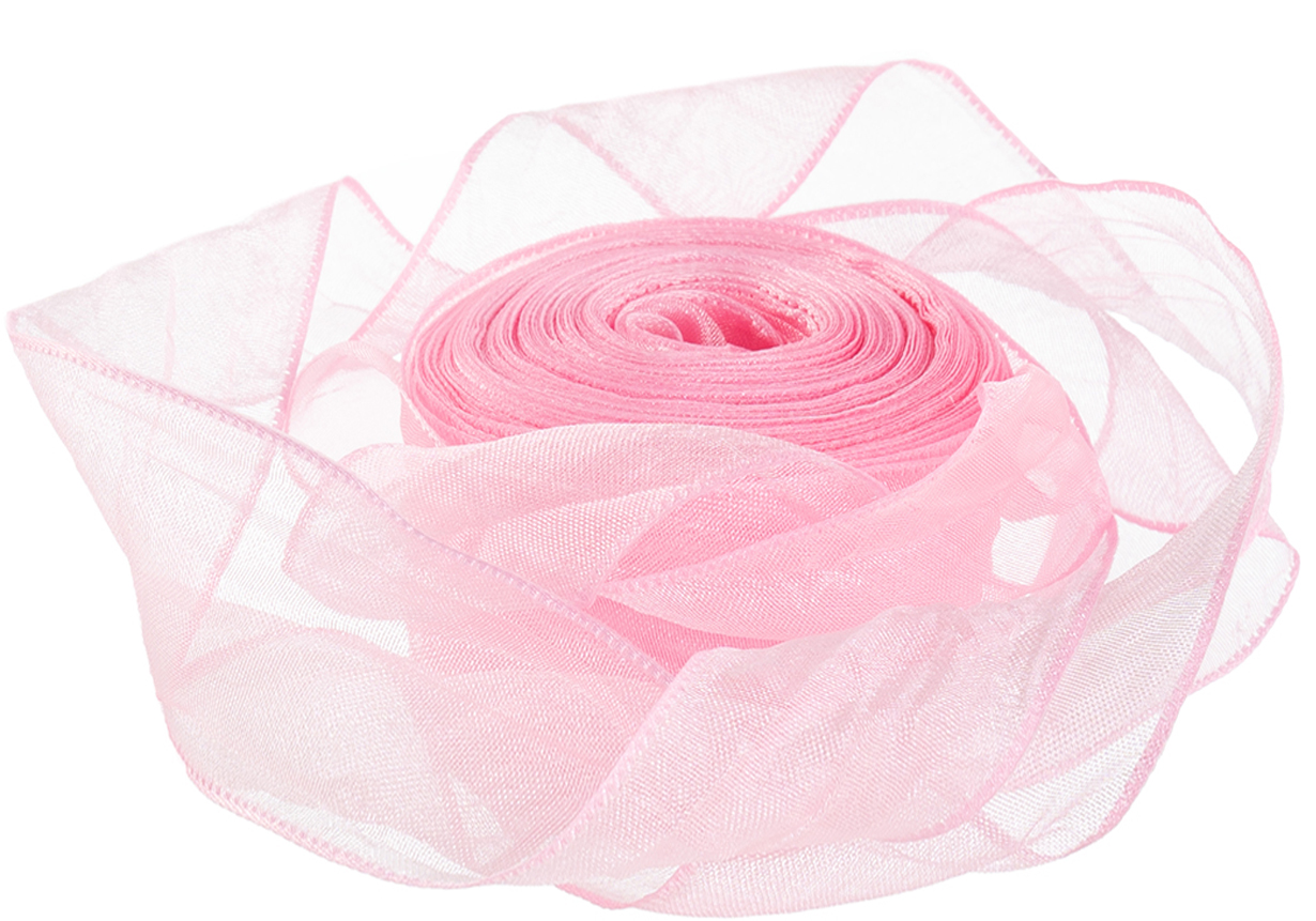 Ленты - Лента органза (4 см*9,14 м) Нежная грация, Розовый, 1 шт.
