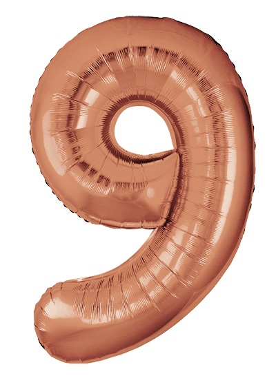 Шар (40''/102 см) Цифра, 9 Slim, Бронза, Металлик, 1 шт. в уп.