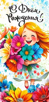 Конверты для денег - Конверт для денег "С Днем Рождения!" УФ-лак