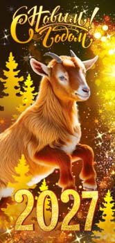 Конверты для денег - Конверт для денег "С Новым Годом! 2027 (Коза)" УФ-лак