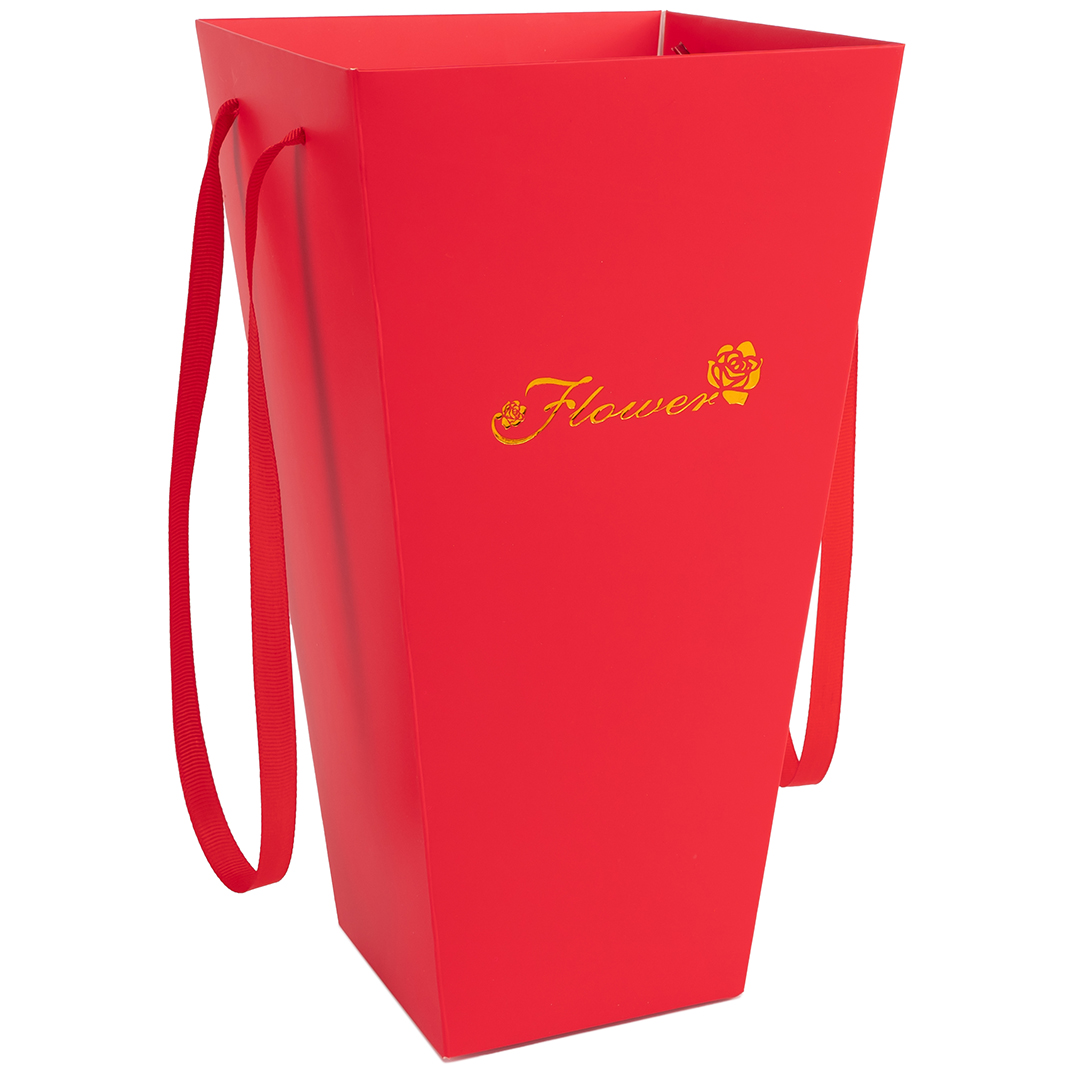Пакеты для цветов - Пакет для цветов, Flower, Красный, Металлик, 27*15*9 см, 1 шт.