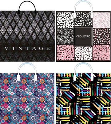 Полиэтиленовые пакеты с пластиковой ручкой - Пакет ПЭ с пластмассовыми ручками 38х34+3см 90мкм "Нейтрал ассорти" Полиэтиленовые пакеты с пластиковой ручкой - Пакет ПЭ с пластмассовыми ручками 38х34+3см 90мкм "Нейтрал ассорти"