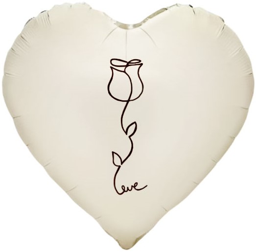 Шар (18''/46 см) Сердце, Роза, Кремовый, Сатин, 1 шт. в уп.