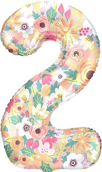 Шар (34''/86 см) Цифра, 2 Цветочный вальс, 1 шт. в уп.