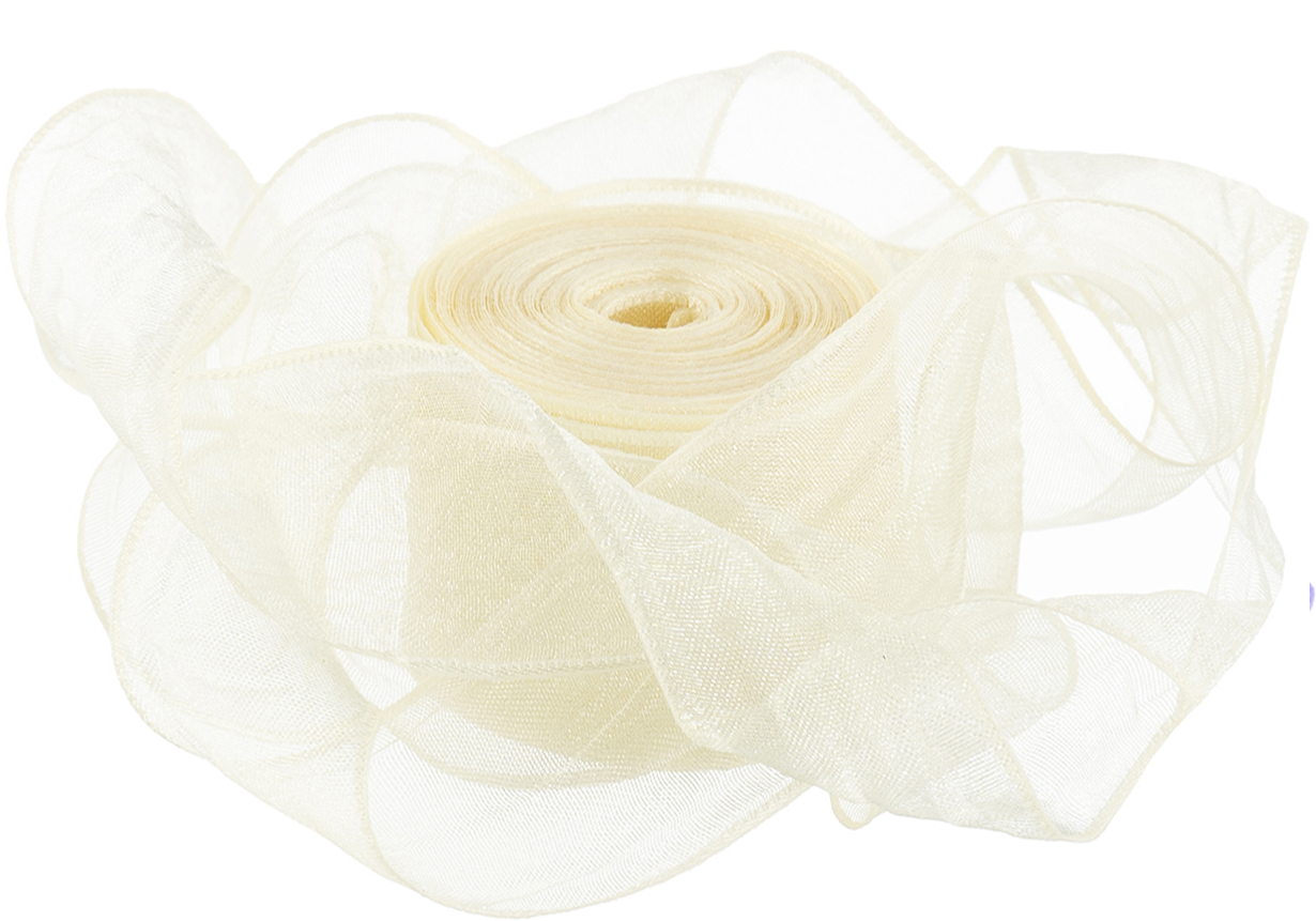 Ленты - Лента органза (4 см*9,14 м) Нежная грация, Кремовый, 1 шт.