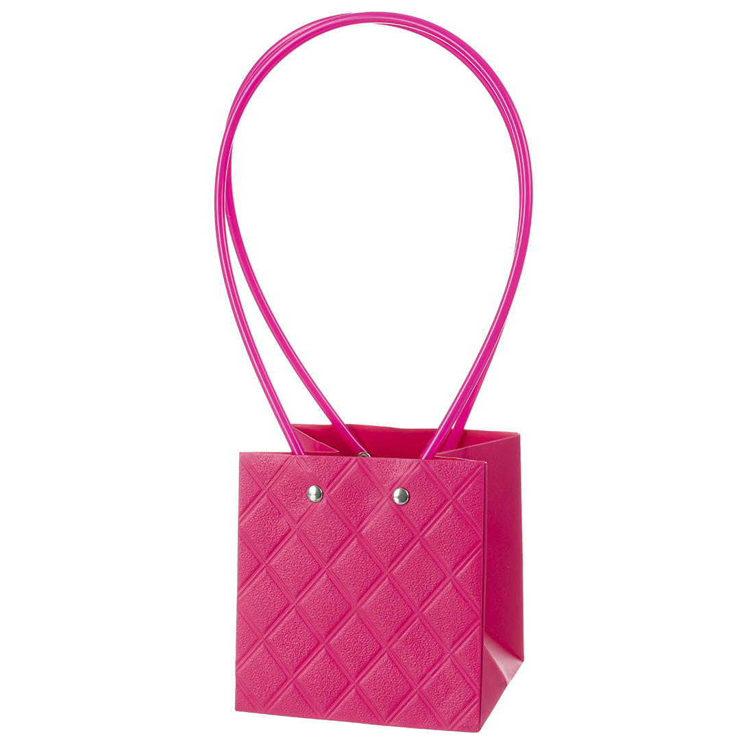 Пакеты для цветов - Пакет для цветов, Мастхэв, с тиснением, Фуксия, 12*12*11 см, 1 шт.