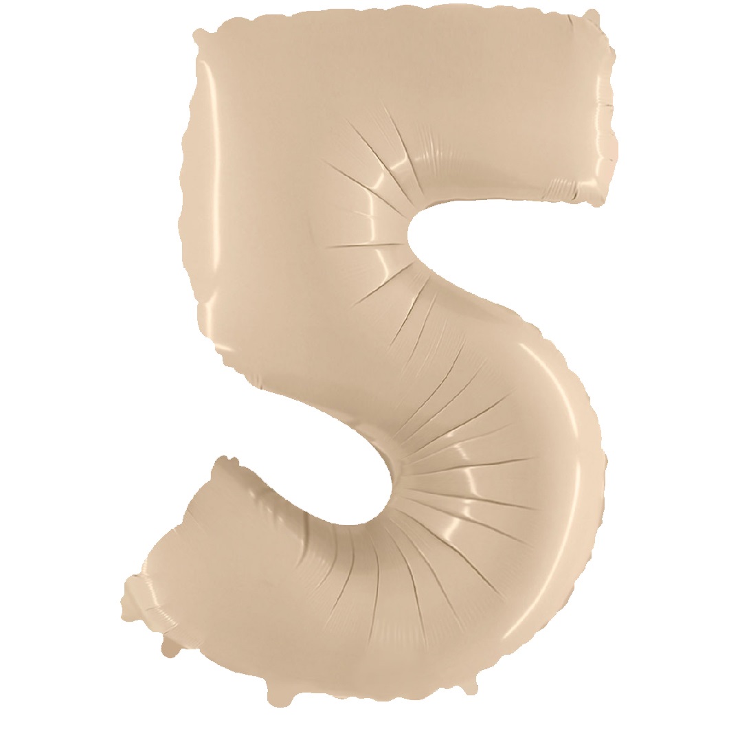 Цифры - Шар (40''/102 см) Цифра, 5, Кремовый, 1 шт. в уп.