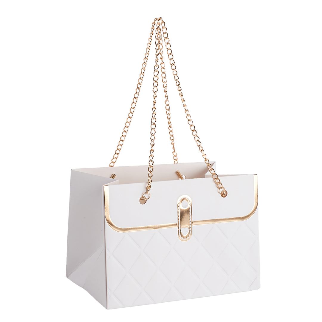 Пакеты для цветов - Пакет для цветов, Дамская сумочка, Белый, 18*15*12 см, 1 шт.