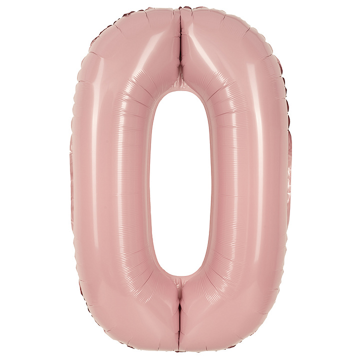Шар (40''/102 см) Цифра, 0, Пыльная роза, Сатин, 1 шт. в уп.