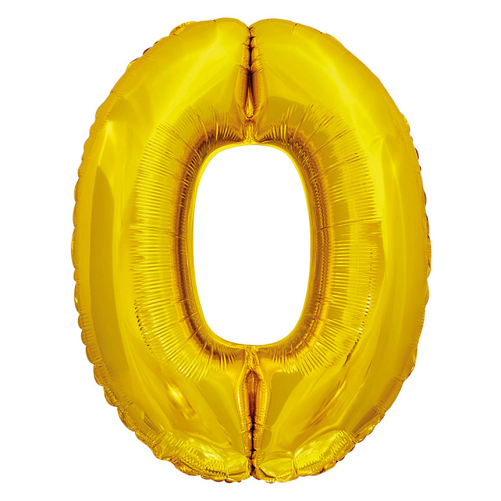 Шар (34''/86 см) Цифра, 0 ЭКО, Золото, 1 шт. в уп.