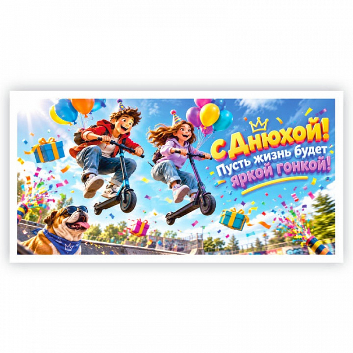 Конверт для денег "С Днюхой! Пусть жизнь будет яркой гонкой!"