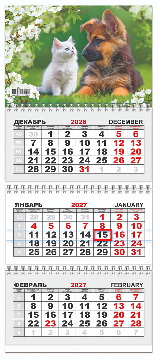 МИНИ Квартальный календарь на 2027 год "Символ года. Семейный портрет" (в упаковке)