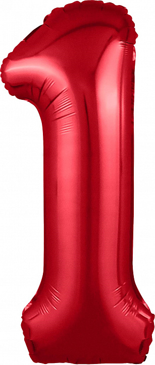 Шар (40''/102 см) Цифра, 1 Slim, Красный, 1 шт. в уп.