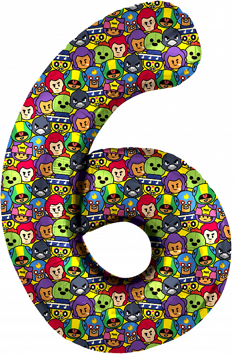 Шар (34''/86 см) Цифра, 6 Game Party, 1 шт. в уп.