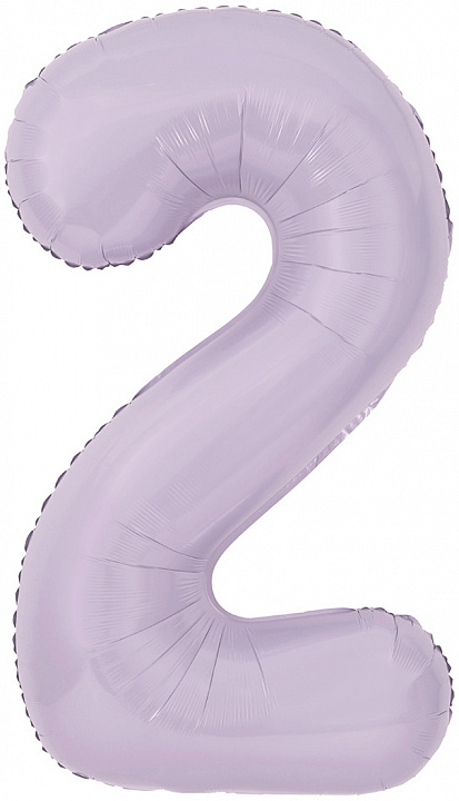 Шар (40''/102 см) Цифра, 2, Сиреневый, Матовый, 1 шт. в уп.