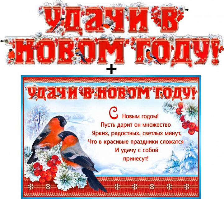 Гирлянда "Удачи в новом году!" + Плакат, блестки