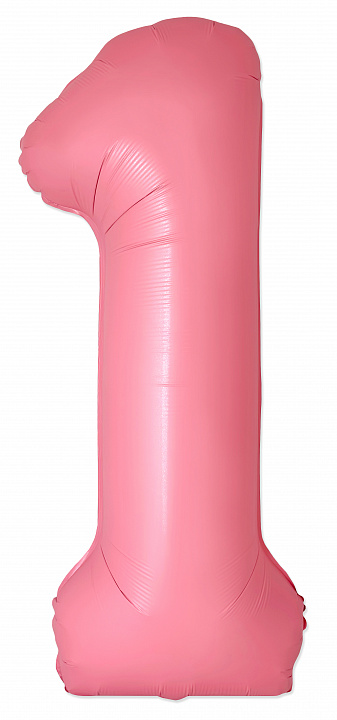 Шар (40''/102 см) Цифра, 1 Slim, Светло-розовый, Макарунс, 1 шт. в уп.