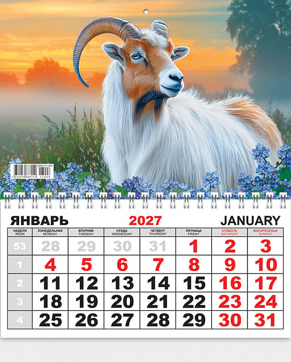 Одноблочный настенный календарь на 2027 год "Символ года"