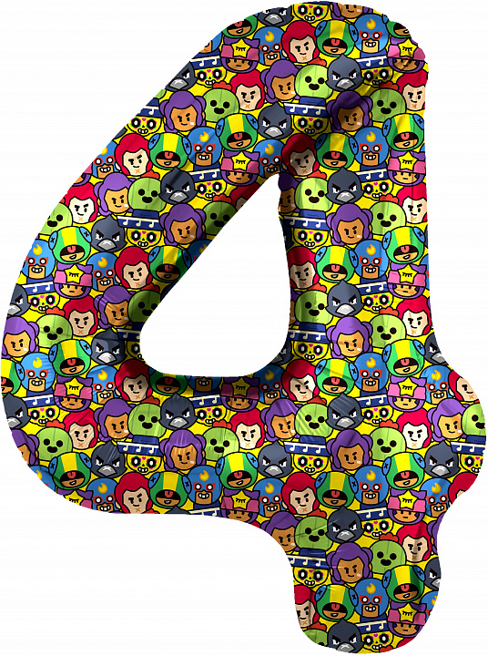 Шар (34''/86 см) Цифра, 4 Game Party, 1 шт. в уп.