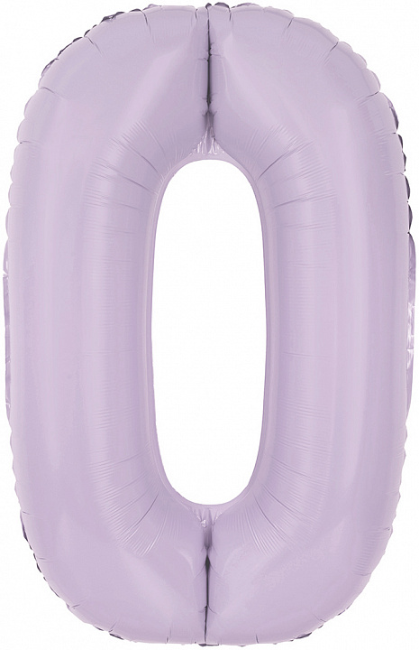 Шар (40''/102 см) Цифра, 0, Сиреневый, Матовый, 1 шт. в уп.