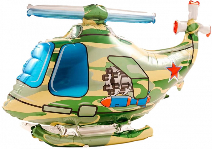 Шар (33''/84 см) Фигура 3D, Военный вертолет, Камуфляж, 1 шт. в уп.