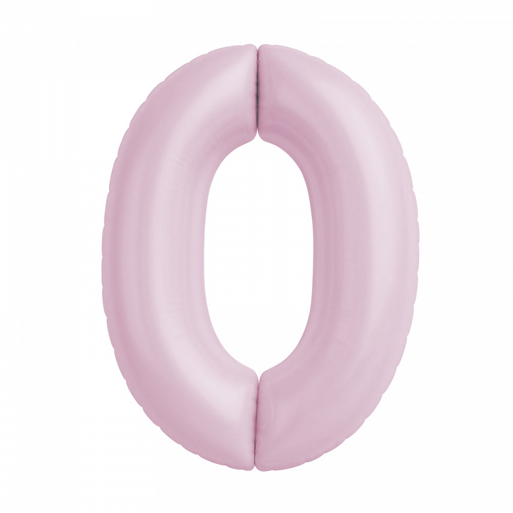 Шар (40''/102 см) Цифра, 0 Slim, Зефирный, 1 шт. в уп.