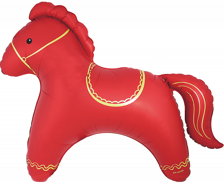 Шар с клапаном (13''/33 см) Мини-фигура, Красная лошадка, Сатин, 5 шт. в уп.