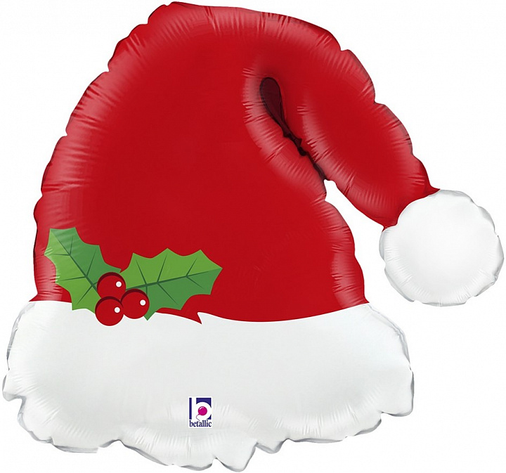 Шар (14''/36 см) Мини-фигура, Новогодний колпачок, 1 шт.