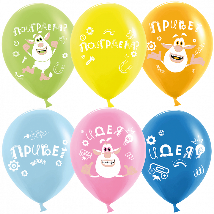 Шар (12''/30 см) Буба, Играем Вместе, Ассорти, пастель, 2 ст, 10 шт.