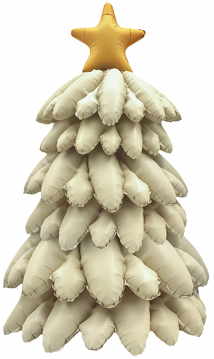 Шар (51''/130 см) Фигура 3D, Новогодняя елка, Кремовый, Сатин, 1 шт. в уп.