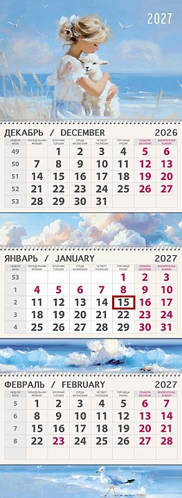 Календарь квартальный трёхблочный "Друзья"