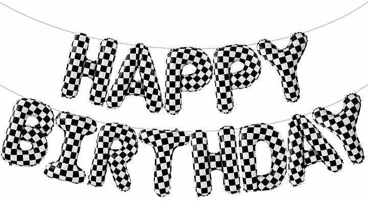 Набор шаров (16''/41 см) Мини-буква, Надпись "Happy Birthday", Пит-Стоп, 1 шт. в уп.
