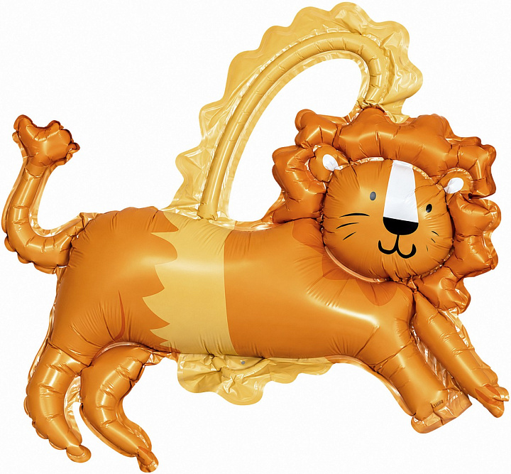 Шар с клапаном (15''/38 см) Мини-фигура, Цирк, Смелый лев, 5 шт. в уп.