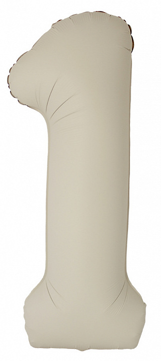 Шар (40''/102 см) Цифра, 1 Slim, Кремовый Латте, Матовый, 1 шт. в уп.