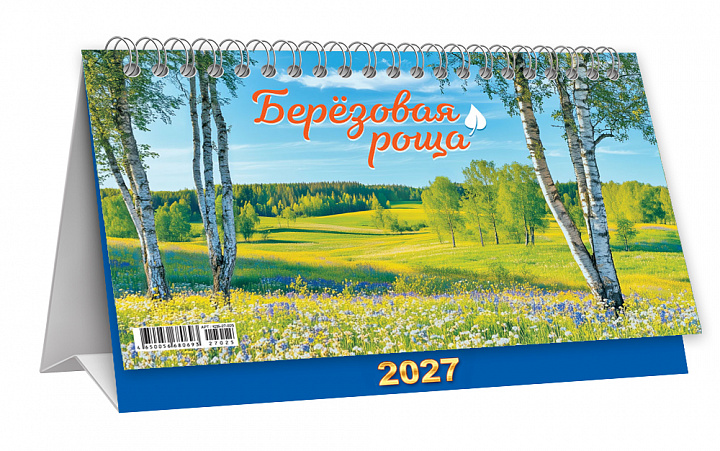 БОЛЬШОЙ настольный перекидной календарь-домик на 2027 год "Природа. Берёзовая роща"
