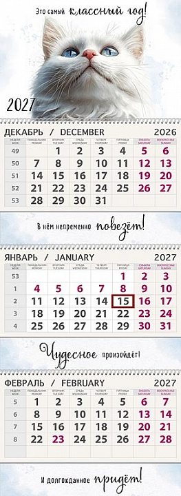 Календарь квартальный трёхблочный "Это самый классный год"