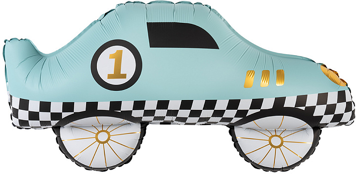 Шар (30''/76 см) Фигура, Гоночная машинка, Голубой, Сатин, 1 шт. в уп.