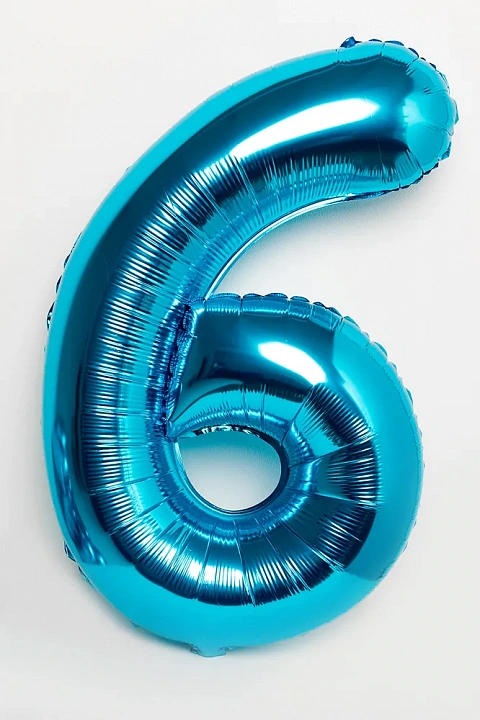 Шар (40''/102 см) Цифра "Shalex", 6, Синий, 1 шт. в уп.