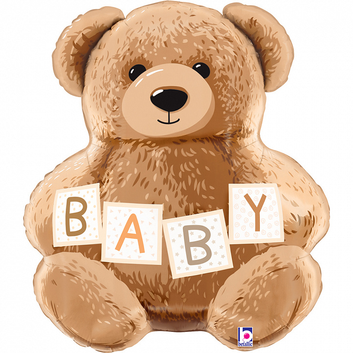 Шар (14''/36 см) Мини-фигура, Плюшевый мишка для малыша, 1 шт.
