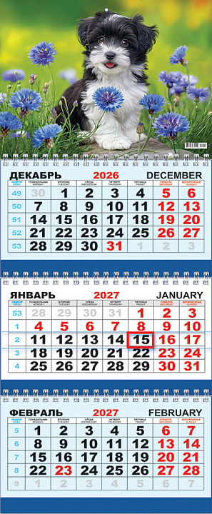 Квартальный календарь на 2027 год "Собаки. Милый друг" (в упаковке)