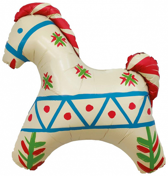 Шар (32''/81 см) Фигура, Лошадка Русский узор, 1 шт. в уп.